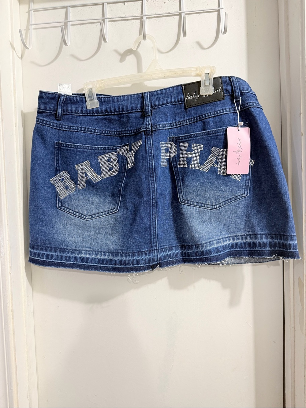 Baby Phat Blue Denim Mini Skort with Rhinestone BABY PHAT Back Logo